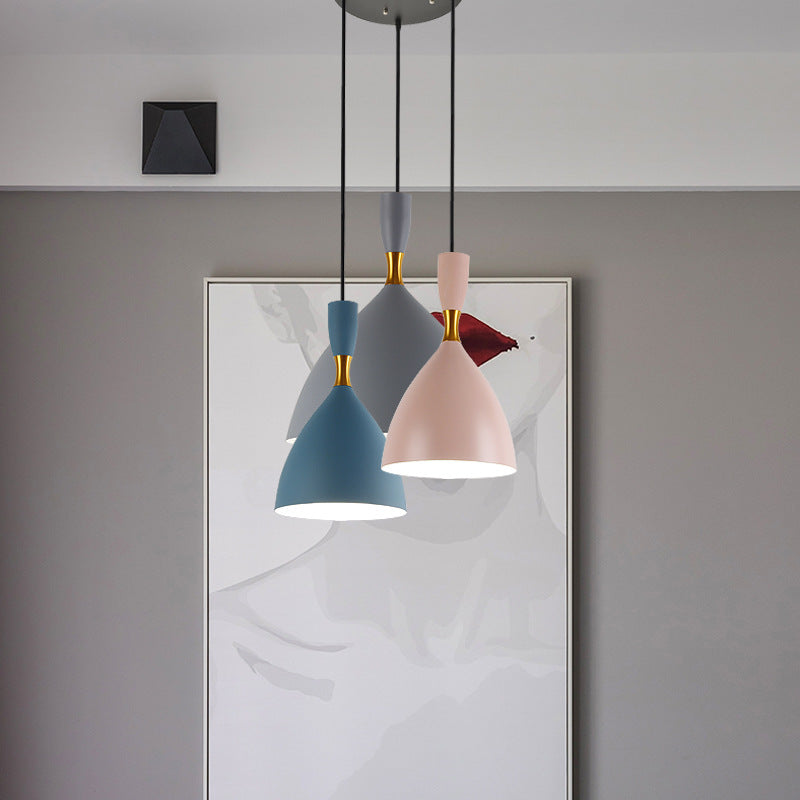 Macaron Style 1-Bulb Pendant Pendant Metal Teardrop en forme de lumière suspendue pour salle à manger