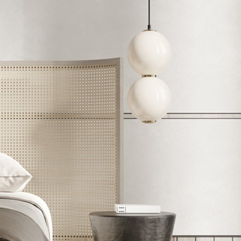 Simple Ball Glass Pendant Light Modern Suspended Lighting Fixture for Bedroom