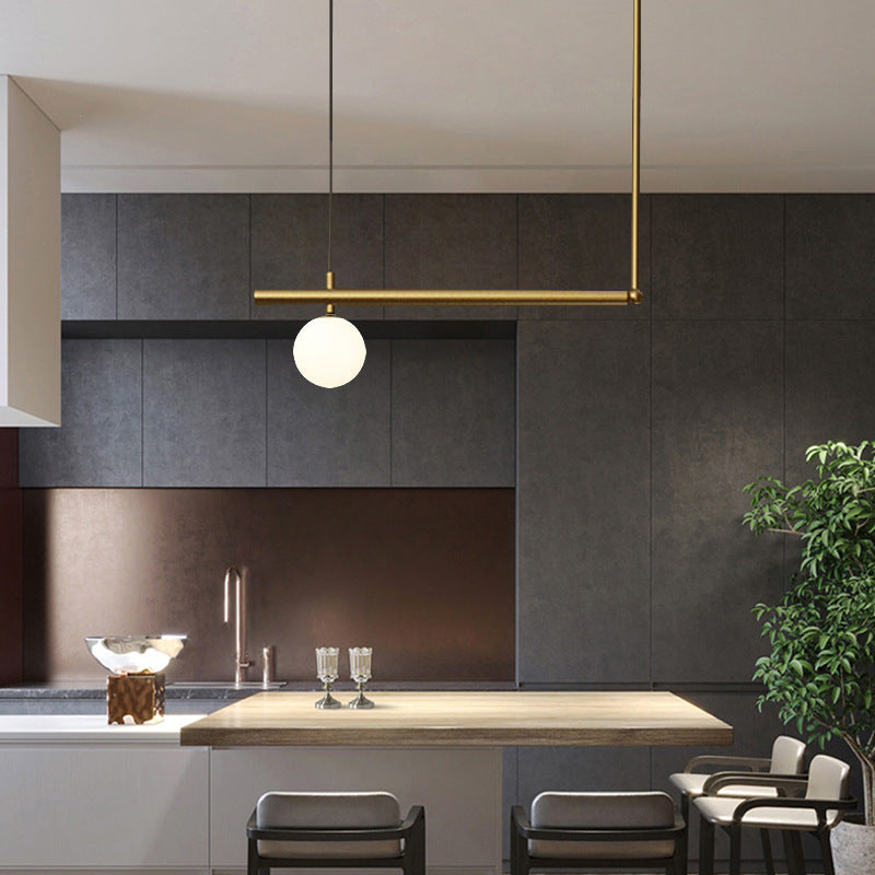 Postmodern Metal Island Light Multi Head Hanging Light with Glass Shade for Dining Table