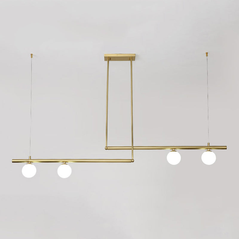 Postmodern Metal Island Light Multi Head Hanging Light with Glass Shade for Dining Table