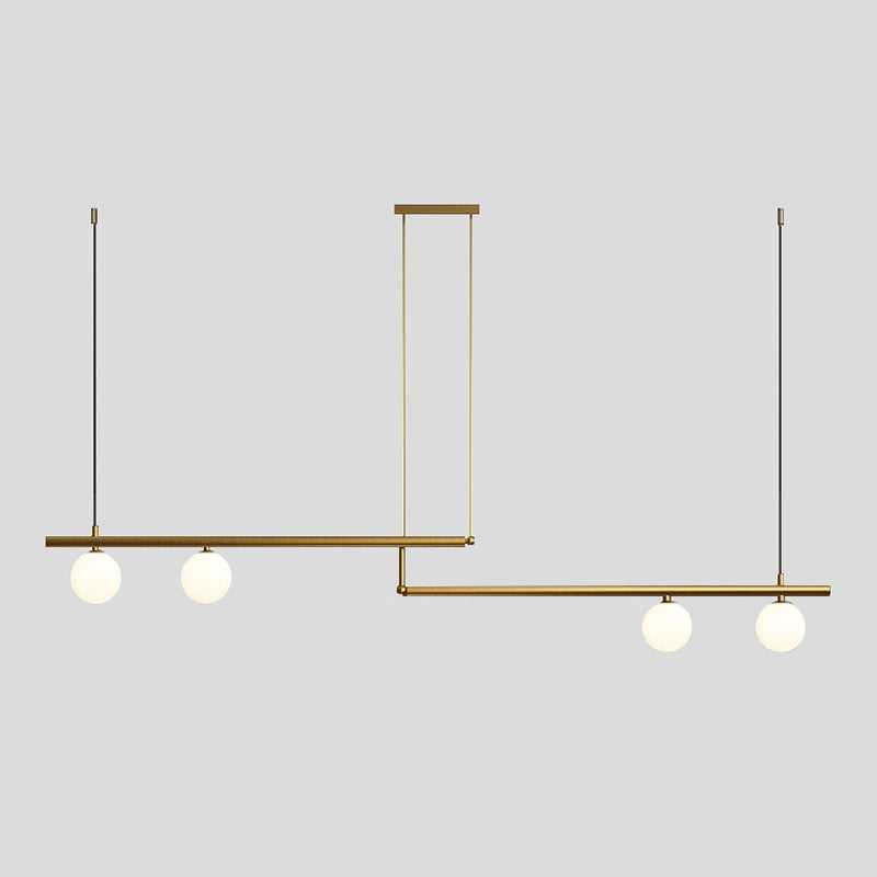 Postmodern Metal Island Light Multi Head Hanging Light with Glass Shade for Dining Table
