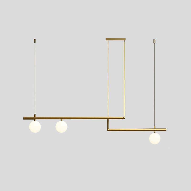 Postmodern Metal Island Light Multi Head Hanging Light with Glass Shade for Dining Table
