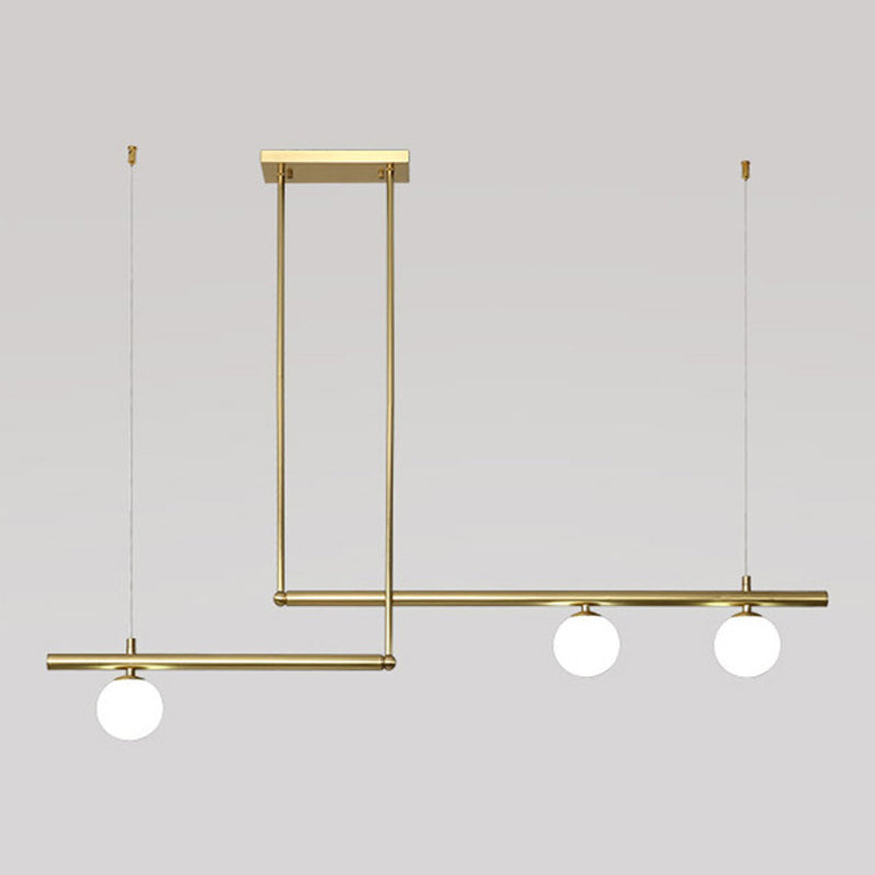 Postmodern Metal Island Light Multi Head Hanging Light with Glass Shade for Dining Table