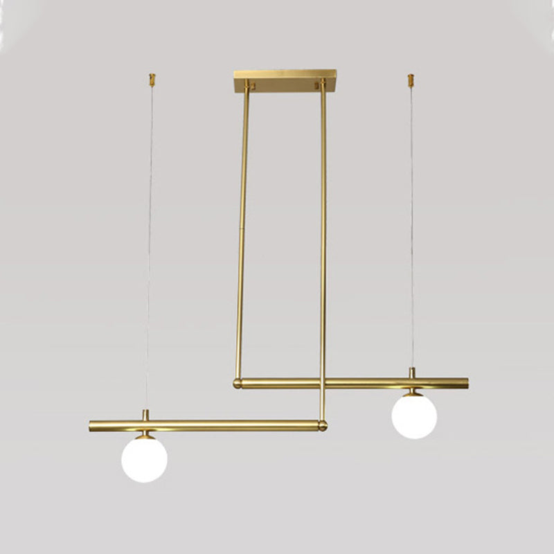 Postmodern Metal Island Light Multi Head Hanging Light with Glass Shade for Dining Table