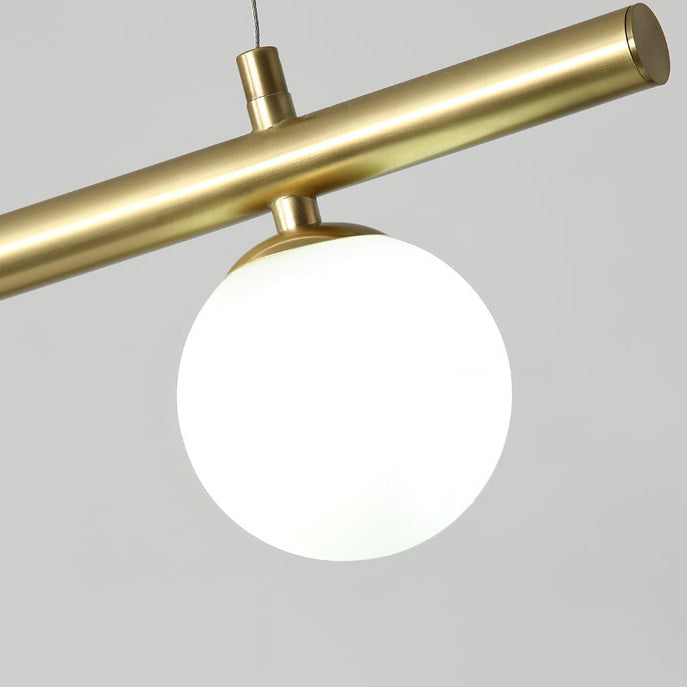 Postmodern Metal Island Light Multi Head Light con sombra de vidrio para mesa de comedor