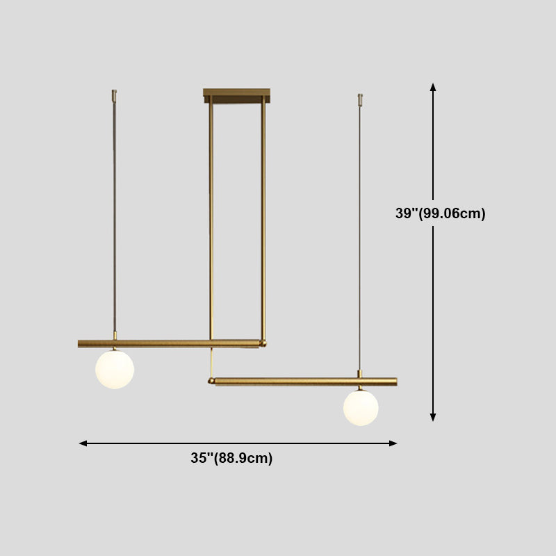 Postmodern Metal Island Light Multi Head Light con sombra de vidrio para mesa de comedor