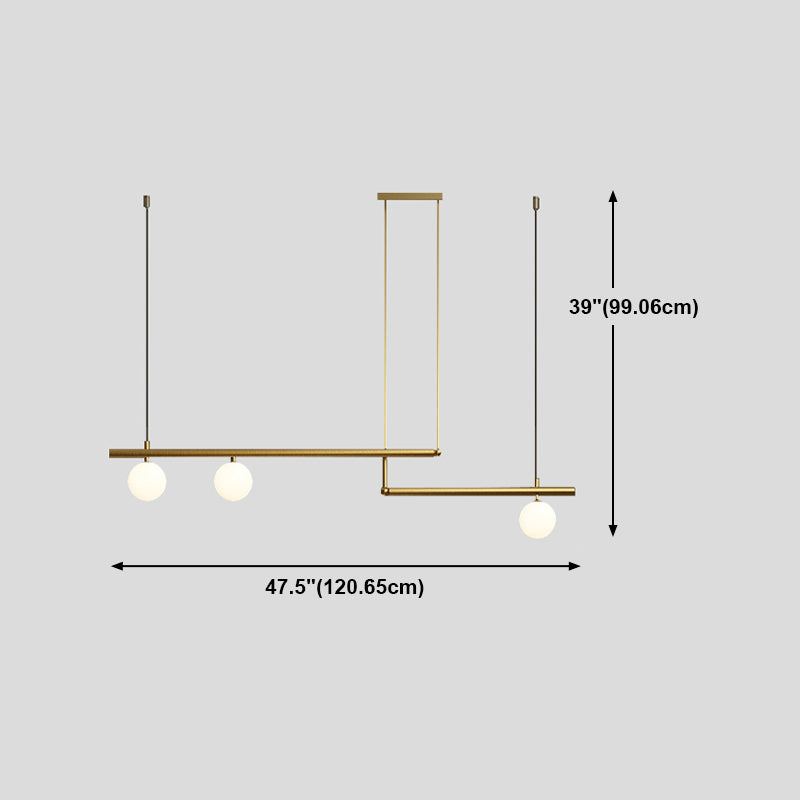 Postmodern Metal Island Light Multi Head Light con sombra de vidrio para mesa de comedor