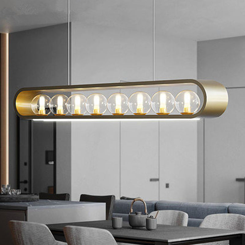 Minimalismo Isla Ligera Ligera de vidrio transparente accesorios de iluminación para comedor