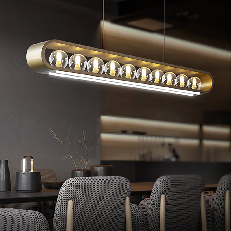 Minimalismo Isla Ligera Ligera de vidrio transparente accesorios de iluminación para comedor