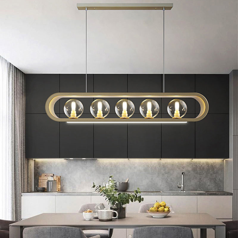 Minimalismo Isla Ligera Ligera de vidrio transparente accesorios de iluminación para comedor