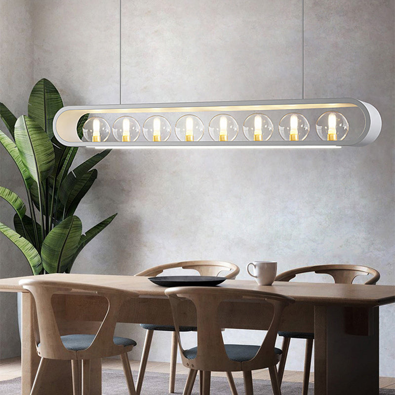 Minimalismo Isla Ligera Ligera de vidrio transparente accesorios de iluminación para comedor