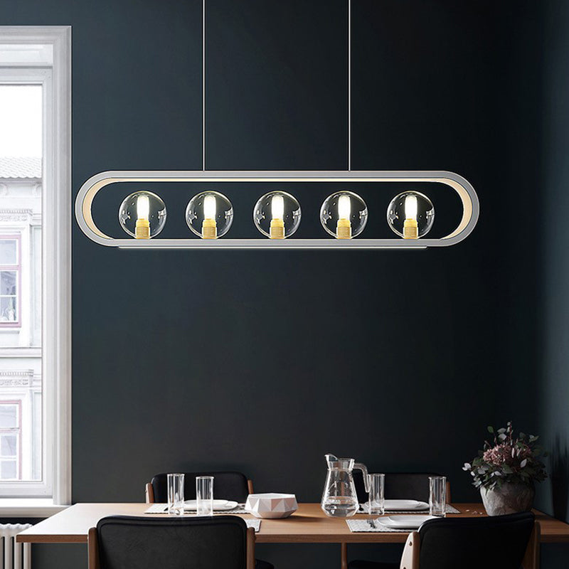 Minimalismo Isla Ligera Ligera de vidrio transparente accesorios de iluminación para comedor