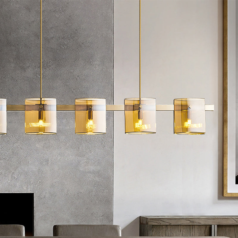 Minimalismo de la isla Vidromas livianos 5 accesorios de iluminación colgante para el comedor