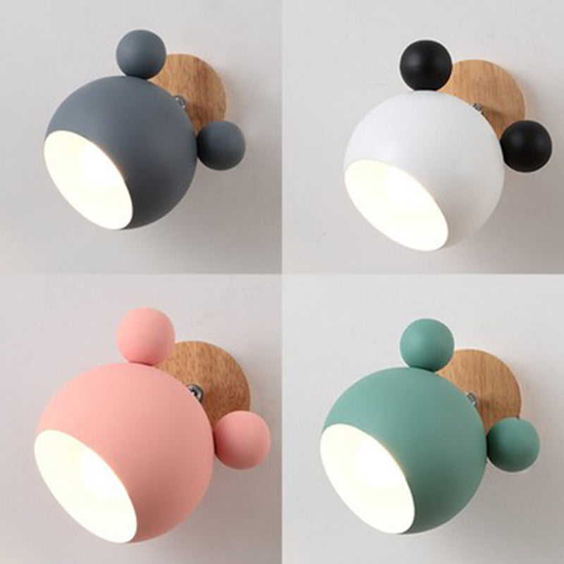 Nordic Metall Wall Light 6 "breite Makkaronwandleuchten mit Holz für Wohnzimmer