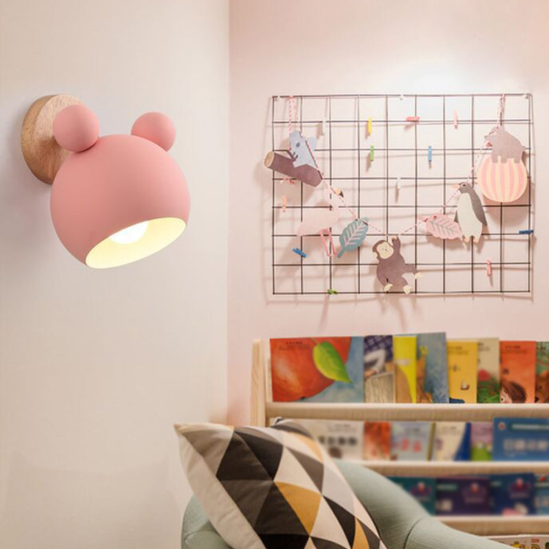 Nordic Metall Wall Light 6 "breite Makkaronwandleuchten mit Holz für Wohnzimmer