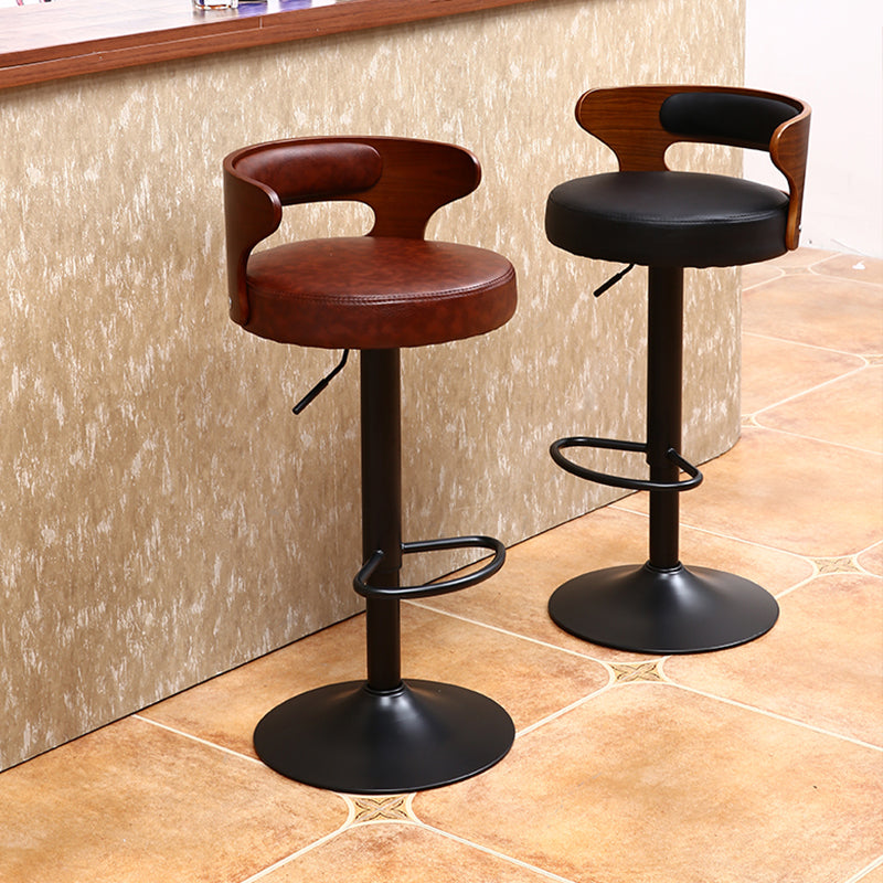 Modern Rotatable Backrest Counter Stool Steel Household Bar Stool with Cushion and Pedal