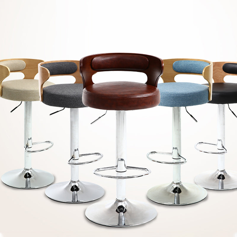 Modern Rotatable Backrest Counter Stool Steel Household Bar Stool with Cushion and Pedal