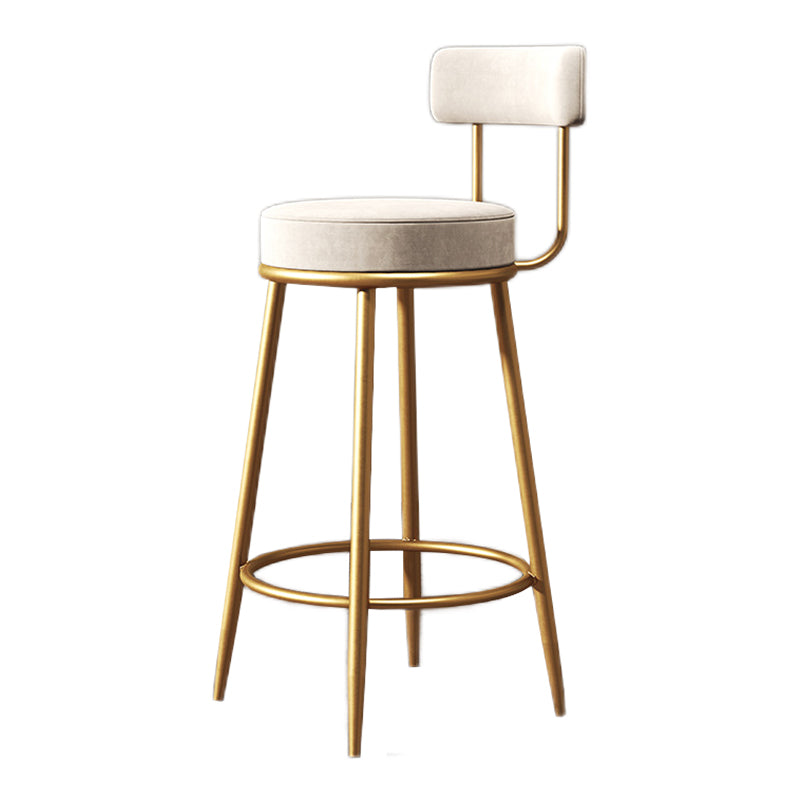 Glam Metal Upholstered Barstool Indoor Bar Stool with Low Back and Ron Legs
