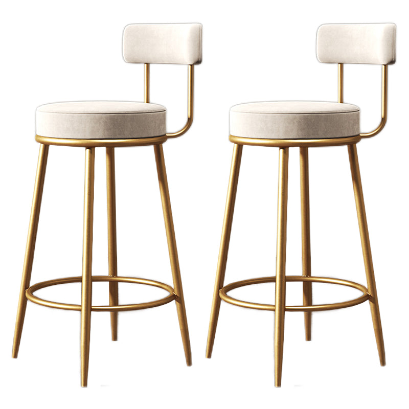 Glam Metal Upholstered Barstool Indoor Bar Stool with Low Back and Ron Legs