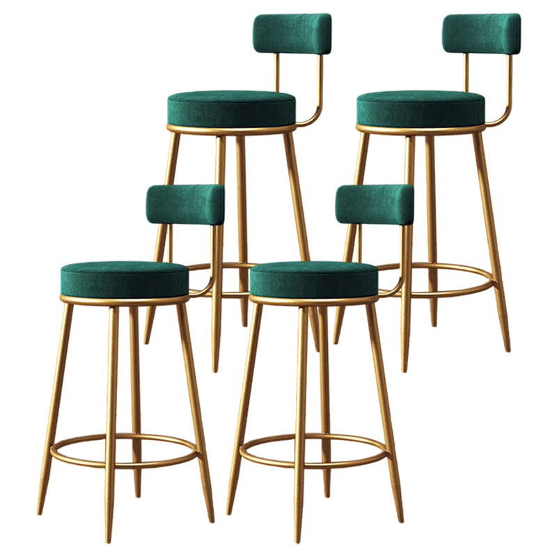 Glam Metal Upholstered Barstool Indoor Bar Stool with Low Back and Ron Legs