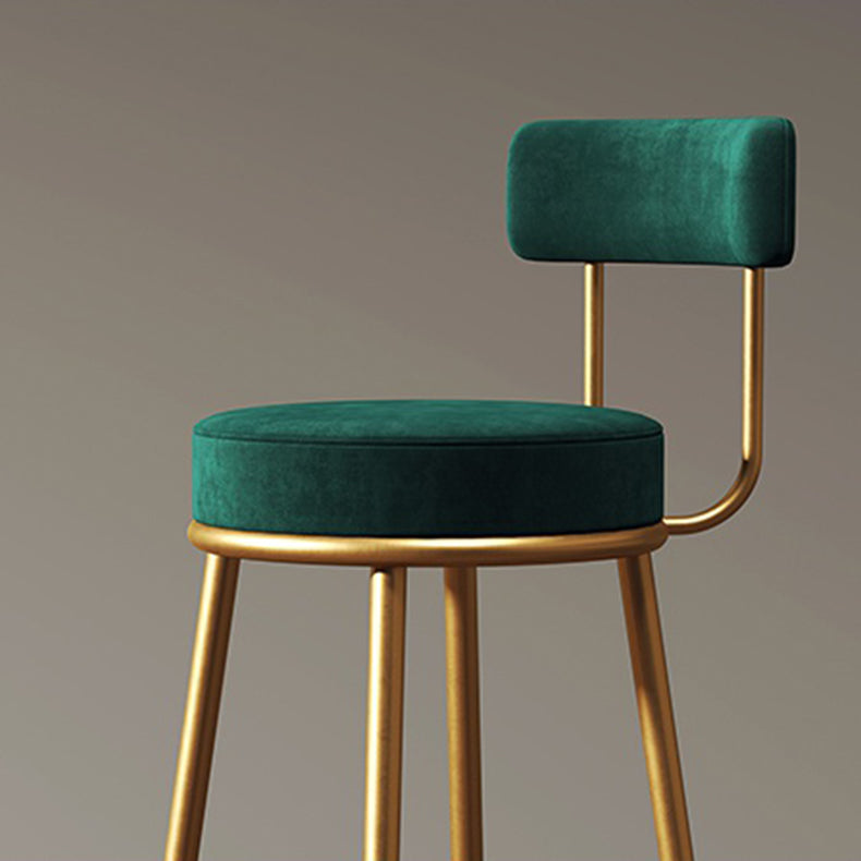 Glam Metal Upholstered Barstool Indoor Bar Stool with Low Back and Ron Legs
