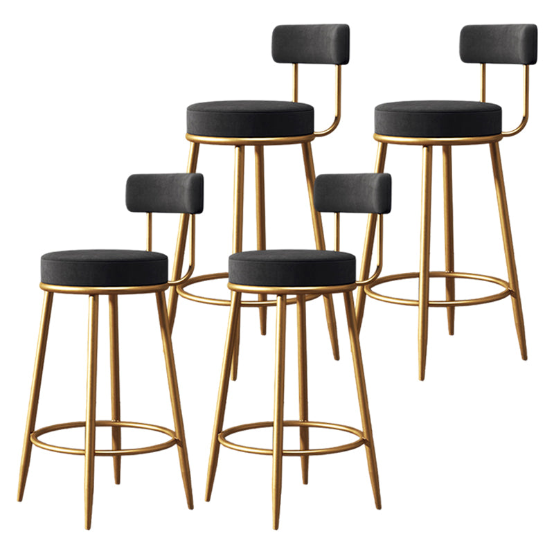 Glam Metal Upholstered Barstool Indoor Bar Stool with Low Back and Ron Legs