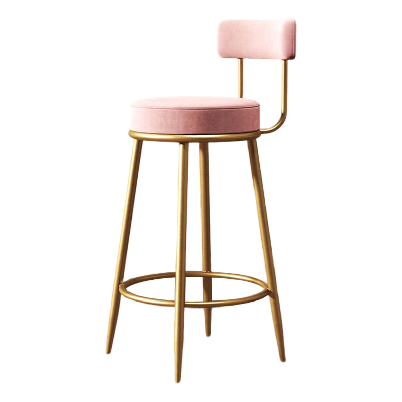 Glam Metal Upholstered Barstool Indoor Bar Stool with Low Back and Ron Legs