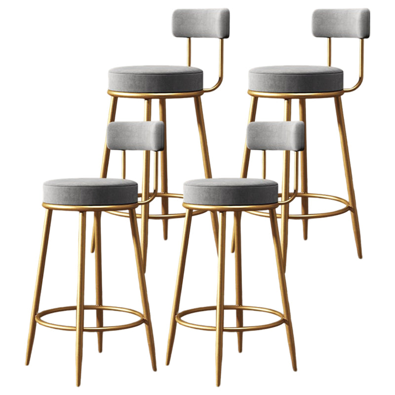 Glam Metal Upholstered Barstool Indoor Bar Stool with Low Back and Ron Legs