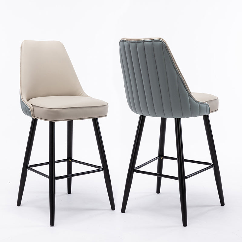 Contemporary Metal Leather Bar Stools Bristol Barstool with Iron Legs and Low Back