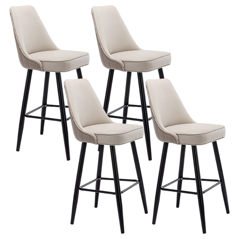 Contemporary Metal Leather Bar Stools Bristol Barstool with Iron Legs and Low Back