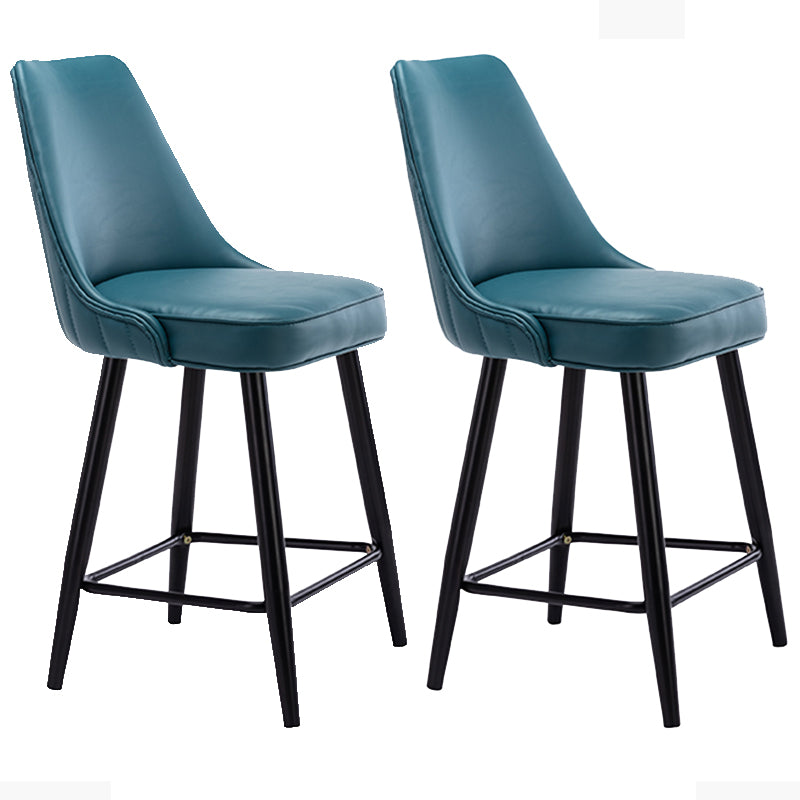 Contemporary Metal Leather Bar Stools Bristol Barstool with Iron Legs and Low Back