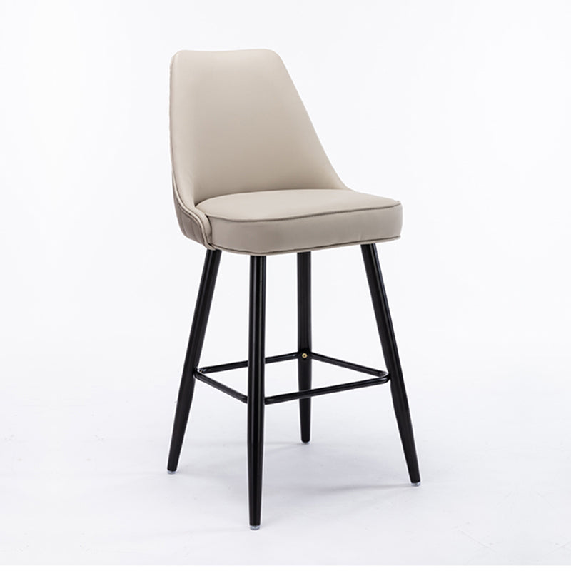 Contemporary Metal Leather Bar Stools Bristol Barstool with Iron Legs and Low Back