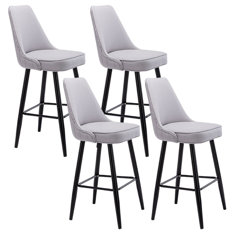 Contemporary Metal Leather Bar Stools Bristol Barstool with Iron Legs and Low Back