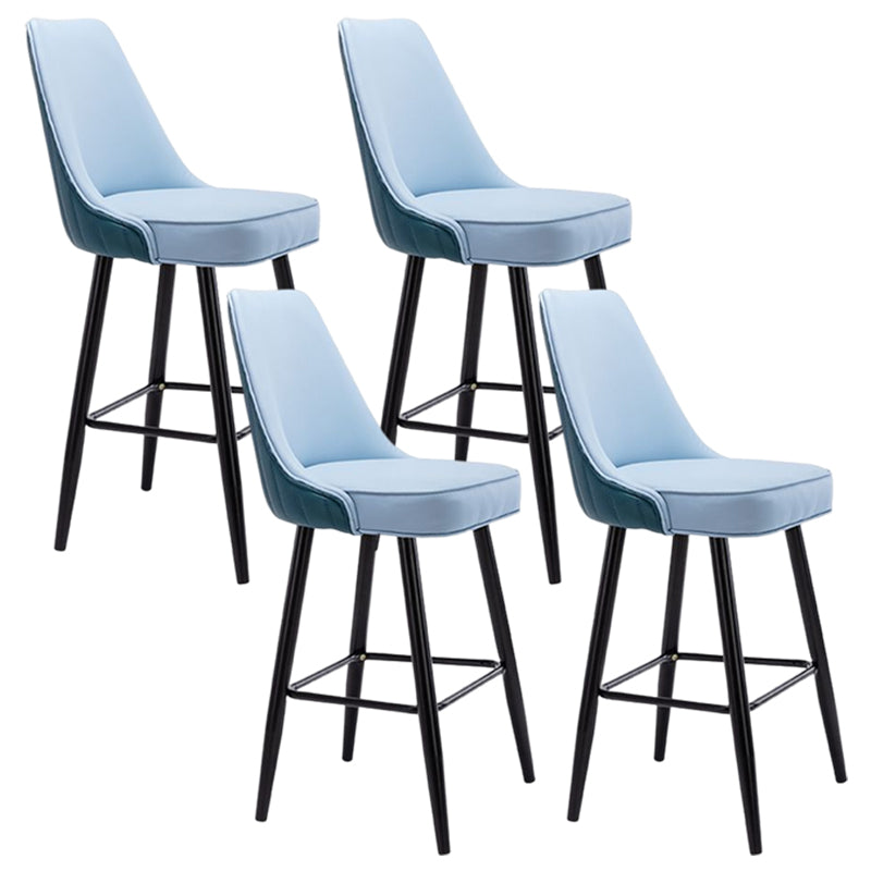 Contemporary Metal Leather Bar Stools Bristol Barstool with Iron Legs and Low Back
