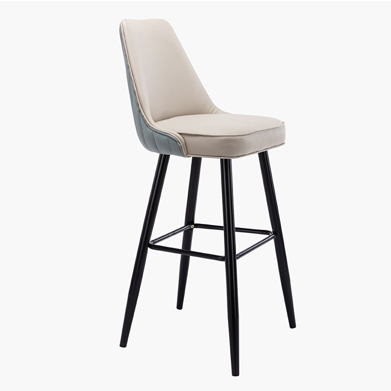 Contemporary Metal Leather Bar Stools Bristol Barstool with Iron Legs and Low Back