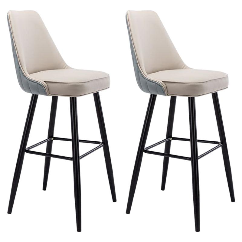Contemporary Metal Leather Bar Stools Bristol Barstool with Iron Legs and Low Back