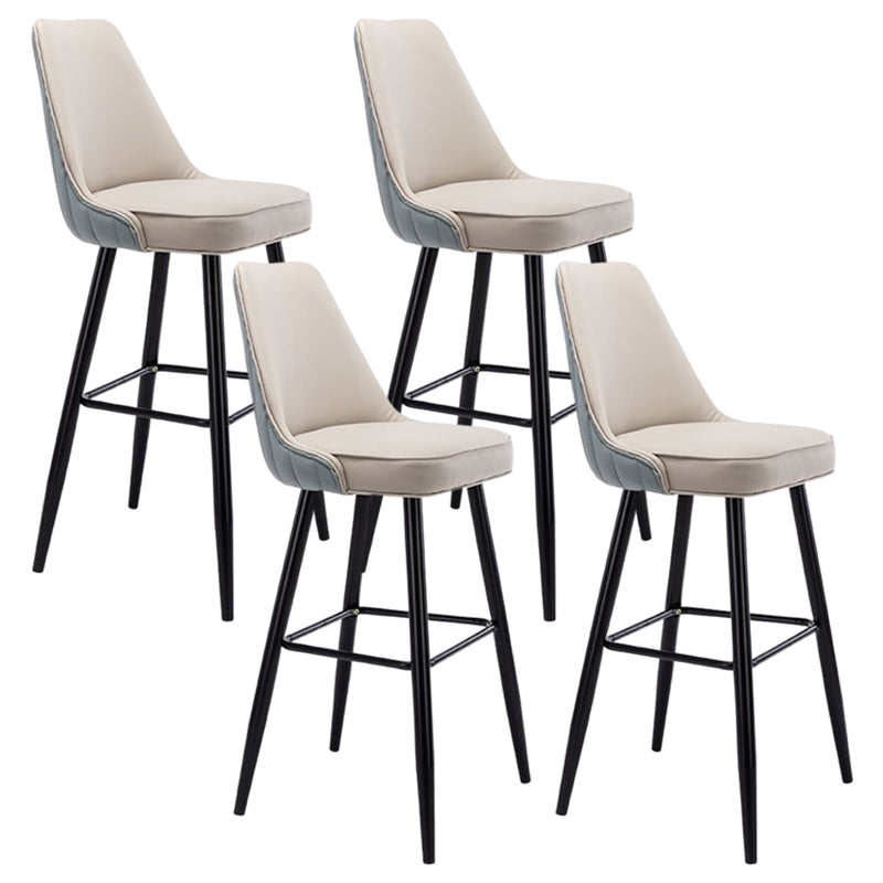 Contemporary Metal Leather Bar Stools Bristol Barstool with Iron Legs and Low Back