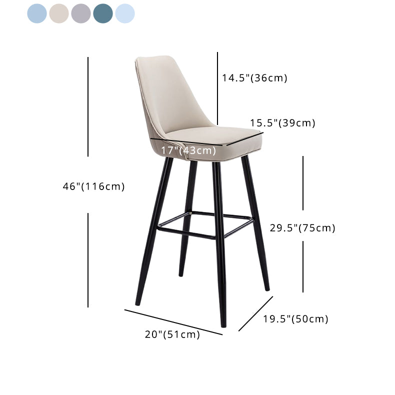 Contemporary Metal Leather Bar Stools Bristol Barstool with Iron Legs and Low Back