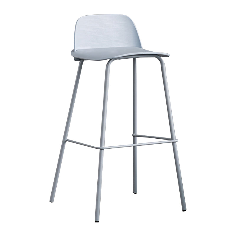 Rectangular Modern Plastic Bar Stool Backrest Footrest Counter Stool with Iron Legs