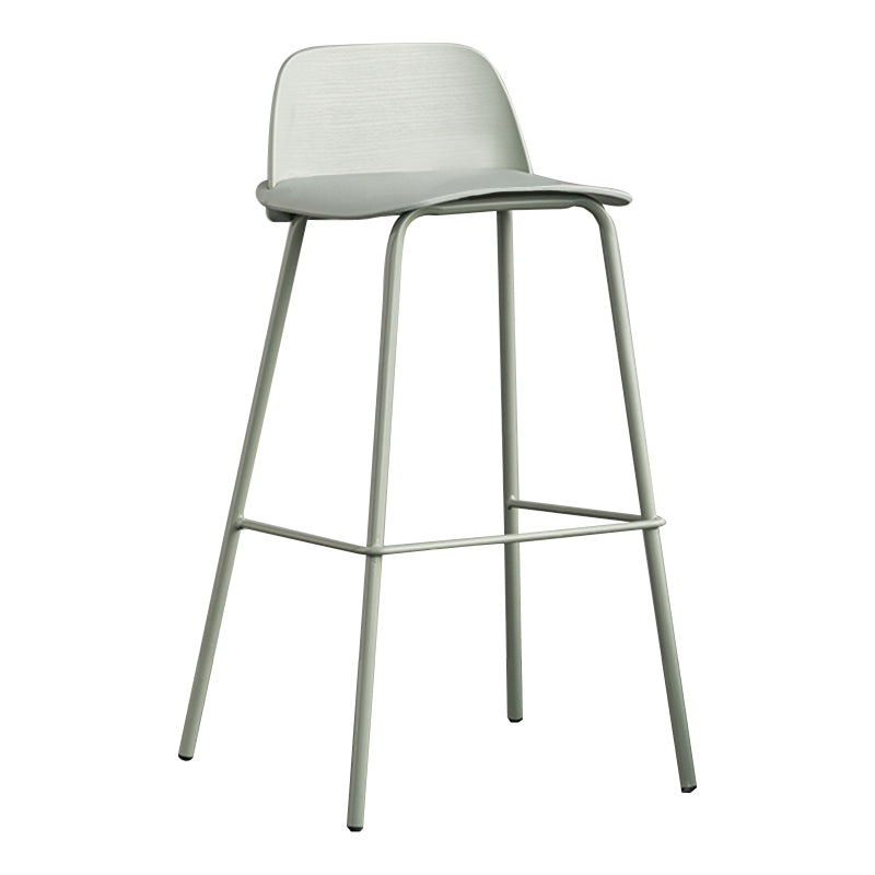 Rectangular Modern Plastic Bar Stool Backrest Footrest Counter Stool with Iron Legs