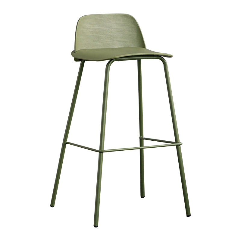 Rectangular Modern Plastic Bar Stool Backrest Footrest Counter Stool with Iron Legs