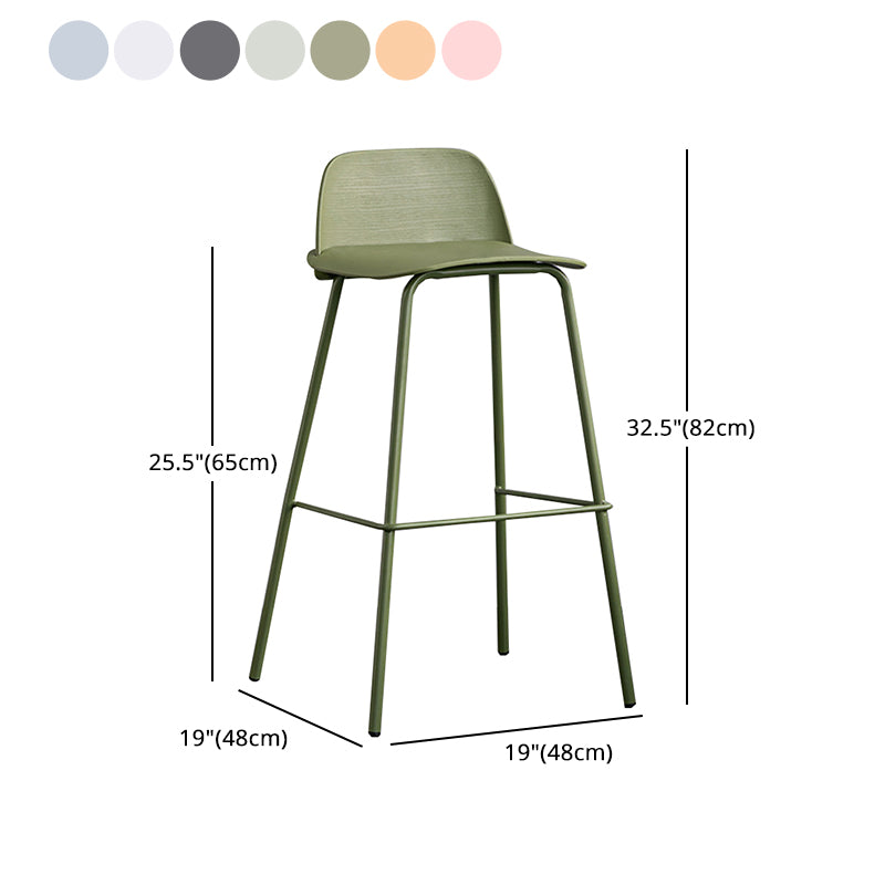 Rectangular Modern Plastic Bar Stool Backrest Footrest Counter Stool with Iron Legs