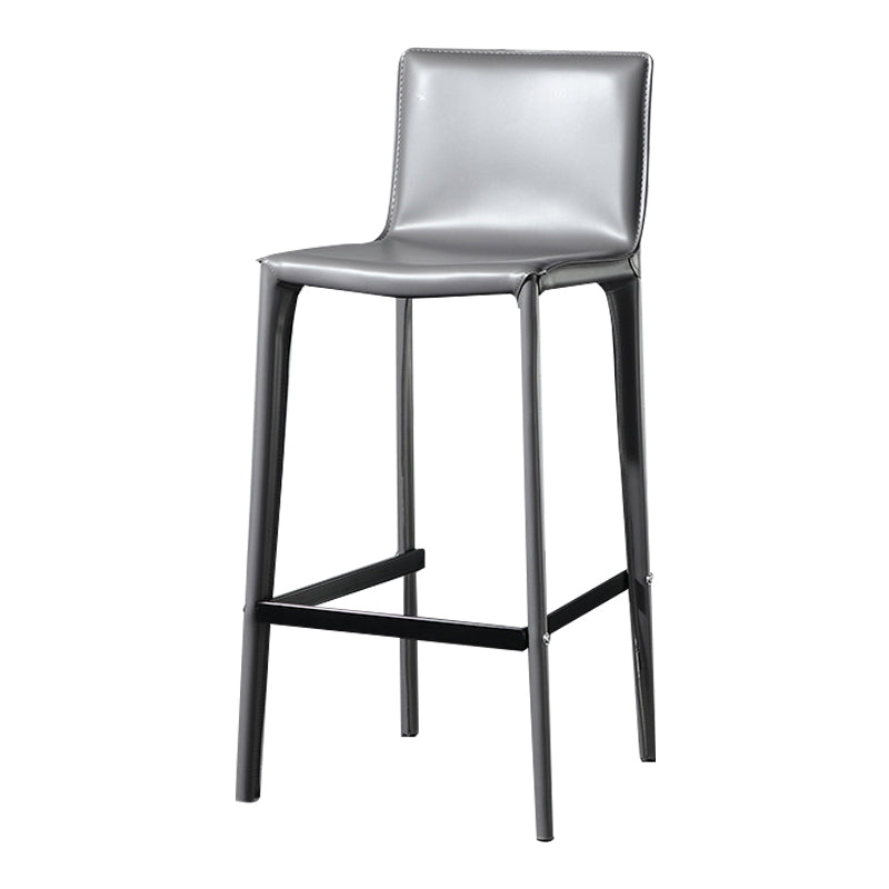 Taburete de bar de cuero para cafetería, reposapiés rectangular, respaldo bajo, altura de mostrador, 1 pieza