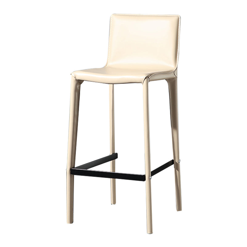 Taburete de bar de cuero para cafetería, reposapiés rectangular, respaldo bajo, altura de mostrador, 1 pieza