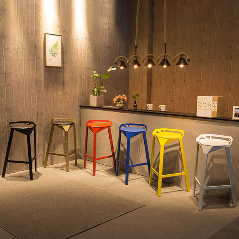 Modern Geometric Bar Stool Footrest Bristol Counter and Bar Stool with Iron Legs