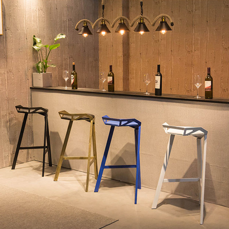 Modern Geometric Bar Stool Footrest Bristol Counter and Bar Stool with Iron Legs