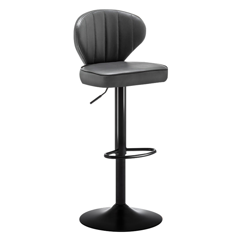 Taburete de bar de acero con respaldo moderno, taburete elevable con cojín de cuero