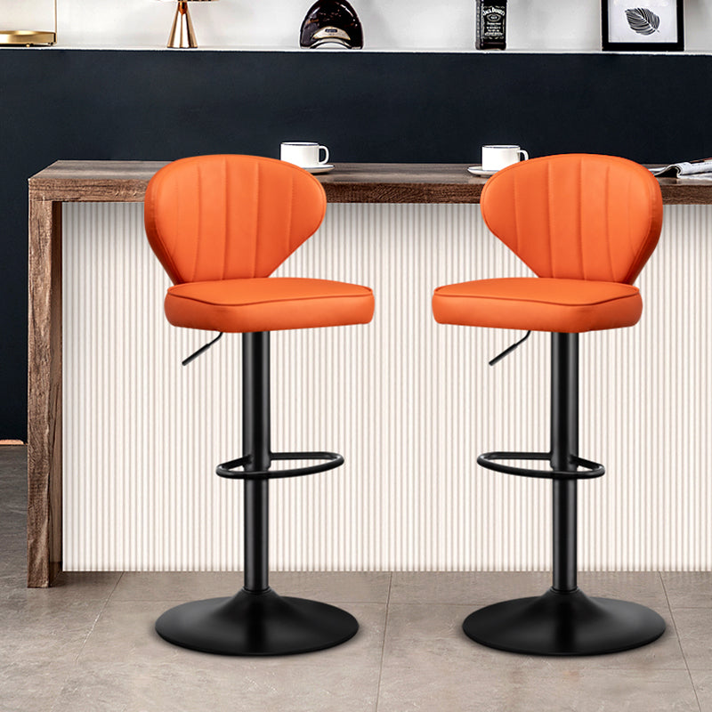 Taburete de bar de acero con respaldo moderno, taburete elevable con cojín de cuero
