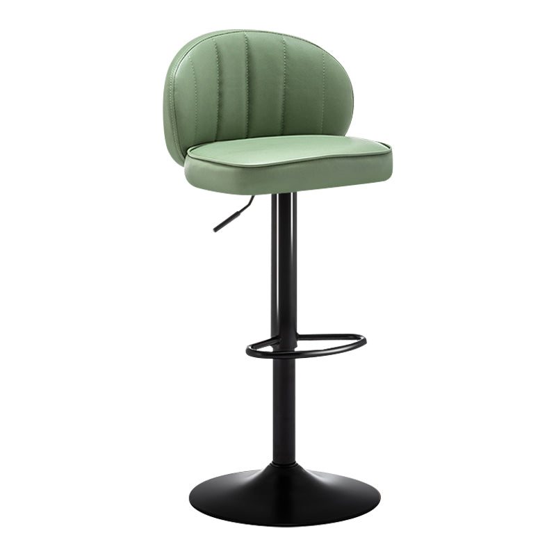 Taburete de bar de acero con respaldo moderno, taburete elevable con cojín de cuero