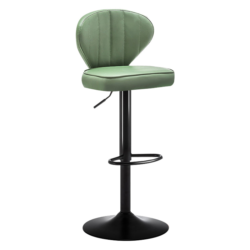 Taburete de bar de acero con respaldo moderno, taburete elevable con cojín de cuero